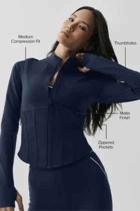 Chaqueta con cremallera completa Airbrush Corset – Azul marino