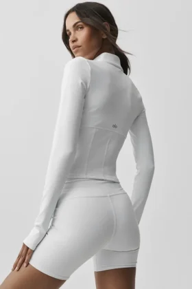 Chaqueta con cremallera completa Airbrush Corset – Blanco