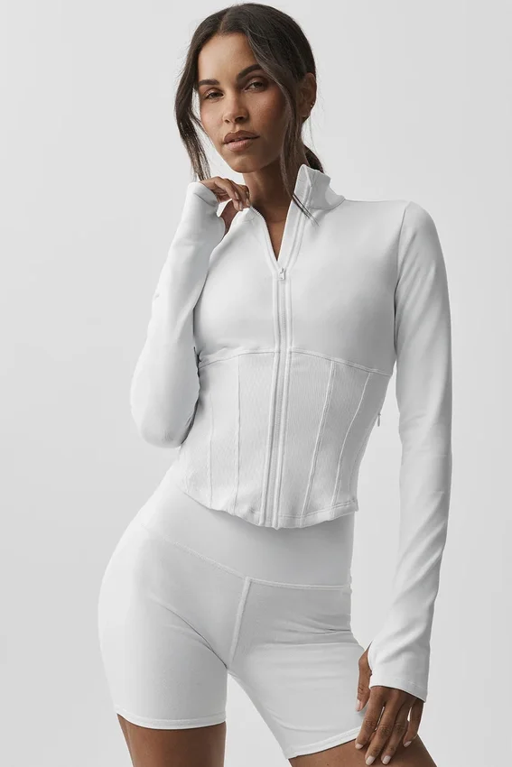 Chaqueta con cremallera completa Airbrush Corset - Blanco