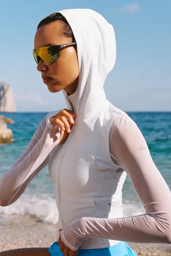Chaqueta con cremallera completa Alo Softsculpt Superset - Blanca