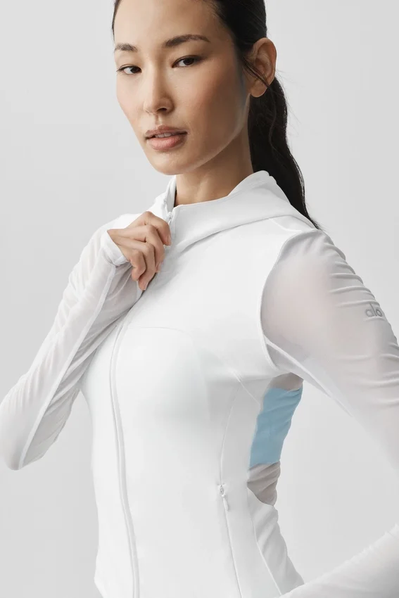 Chaqueta con cremallera completa Alo Softsculpt Superset - Blanca