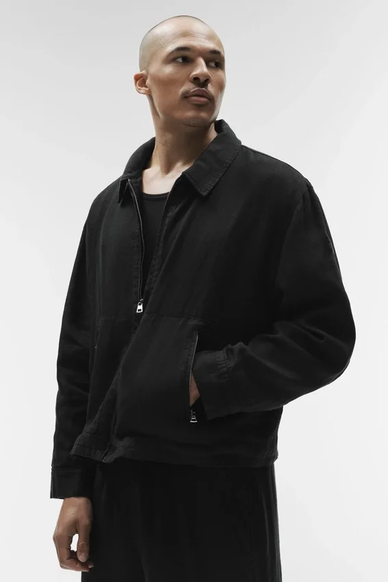 Chaqueta con cremallera completa Linen Days - Negro