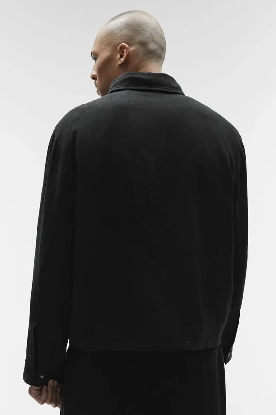 Chaqueta con cremallera completa Linen Days - Negro