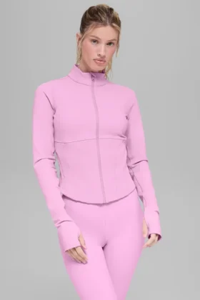 Chaqueta con cremallera completa y efecto corsé «Airbrush» - Rosa corazón de caramelo