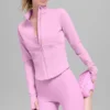 Chaqueta con cremallera completa y efecto corsé «Airbrush» - Rosa corazón de caramelo