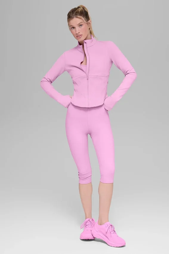 Chaqueta con cremallera completa y efecto corsé «Airbrush» - Rosa corazón de caramelo