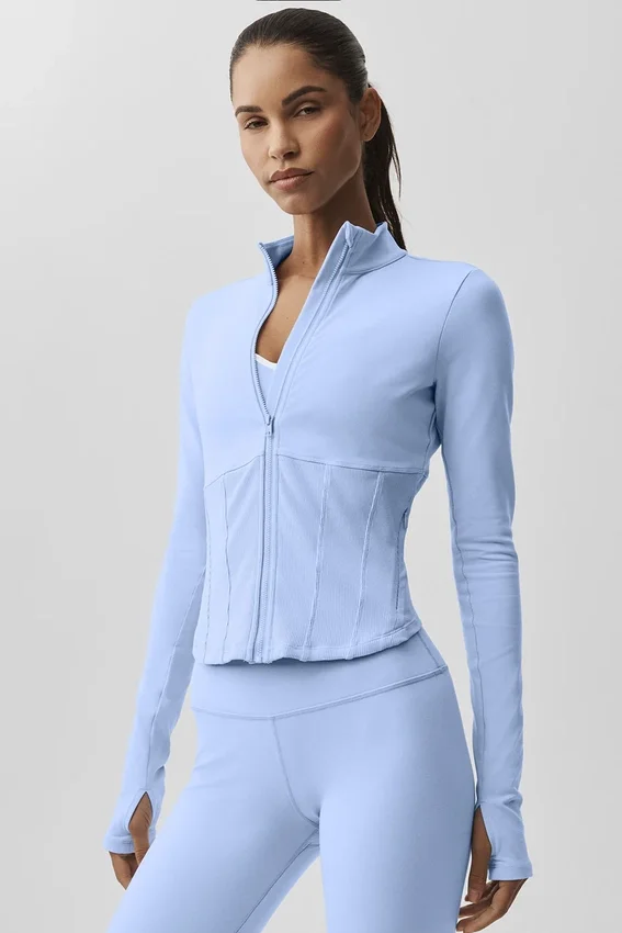 Chaqueta corsé Airbrush con cremallera completa - Azul Provenza claro