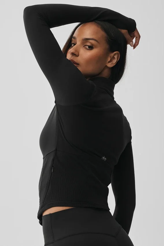 Chaqueta corsé Airbrush con cremallera completa - Negro