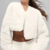 Chaqueta corta chic de piel sintética - Marfil