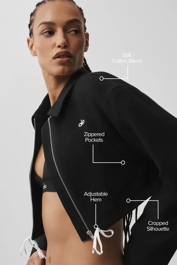 Chaqueta corta con cremallera completa «Fan Favorite» - Negro