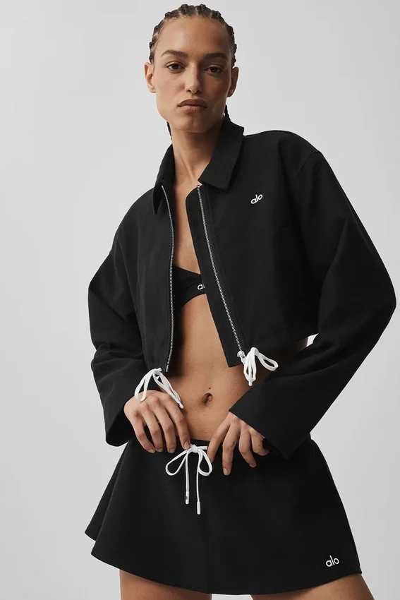 Chaqueta corta con cremallera completa «Fan Favorite» - Negro