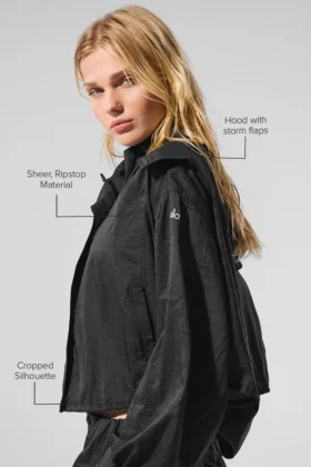 Chaqueta corta con cremallera completa «Game Time» – Negro