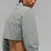 Chaqueta corta con cremallera completa «Main Character» a rayas finas - Gris lunar/Blanco