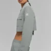 Chaqueta corta con cremallera completa «Main Character» a rayas finas - Gris lunar/Blanco