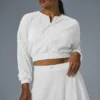 Chaqueta corta con microplisado - Blanco