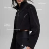 Chaqueta corta de felpa con corte en diagonal - Negro