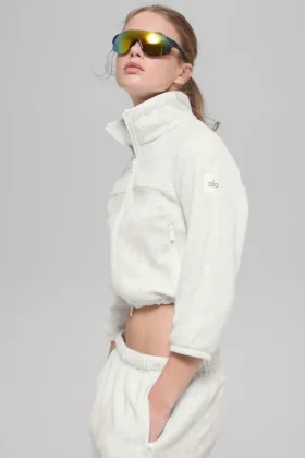 Chaqueta corta de forro polar «Retreat» – Gris jaspeado claro