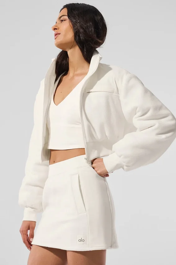Chaqueta corta de forro polar «Wintry Mix» - Marfil