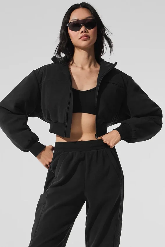 Chaqueta corta de forro polar Wintry Mix - Negro