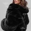 Chaqueta corta de peluche de imitación opulenta - Negro