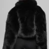 Chaqueta corta de peluche de imitación opulenta - Negro