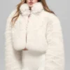Chaqueta corta de piel sintética opulenta - Marfil