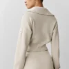 Chaqueta corta de punto Scholar con cremallera completa - Avena jaspeada