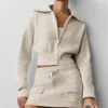 Chaqueta corta de punto Scholar con cremallera completa - Avena jaspeada