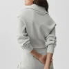 Chaqueta corta de punto Scholar con cremallera completa - Blanco jaspeado