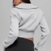 Chaqueta corta de punto «Scholar» con cremallera completa — Gris jaspeado deportivo