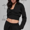 Chaqueta corta de punto Scholar con cremallera completa - Negro