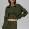 Chaqueta corta de punto Scholar con cremallera completa - Verde oliva