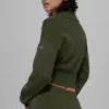 Chaqueta corta de punto Scholar con cremallera completa - Verde oliva