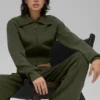 Chaqueta corta de punto Scholar con cremallera completa - Verde oliva
