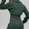Chaqueta corta de punto Scholar con cremallera completa - Verde trébol