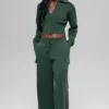 Chaqueta corta de punto Scholar con cremallera completa - Verde trébol