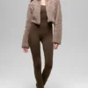 Chaqueta corta de sherpa con corte en diagonal - Chai Latte