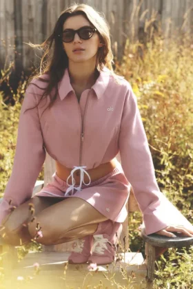 Chaqueta corta «Fan Favorite» con cremallera completa - Rosa vintage