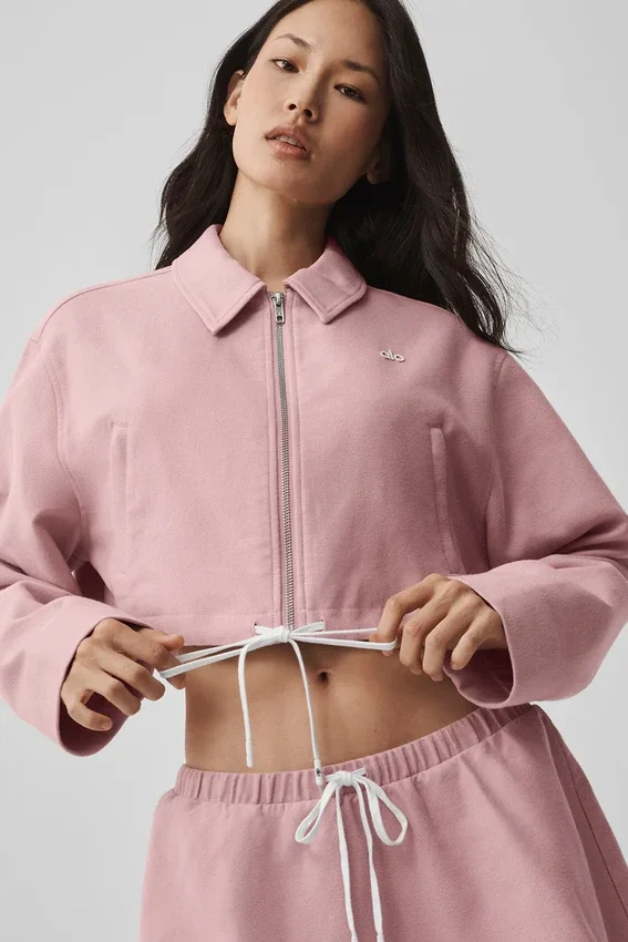 Chaqueta corta «Fan Favorite» con cremallera completa - Rosa vintage