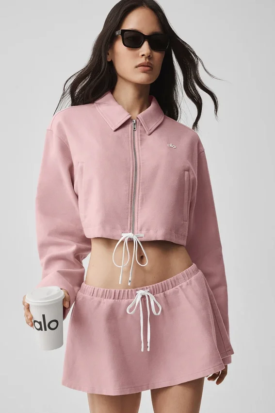 Chaqueta corta «Fan Favorite» con cremallera completa - Rosa vintage