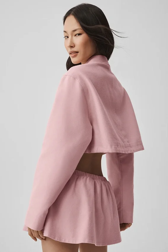 Chaqueta corta «Fan Favorite» con cremallera completa - Rosa vintage