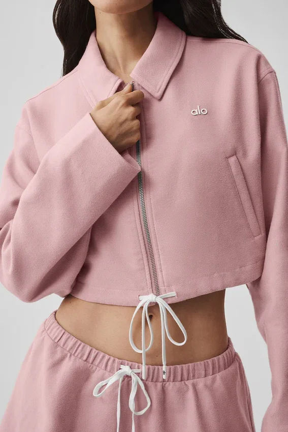 Chaqueta corta «Fan Favorite» con cremallera completa - Rosa vintage