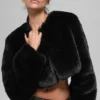 Chaqueta corta «Faux Fur Chic» - Negro