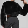 Chaqueta corta «Faux Fur Chic» - Negro