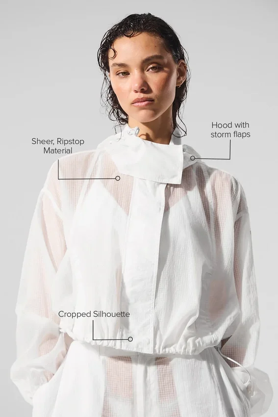 Chaqueta corta Game Time con cremallera completa - Blanca