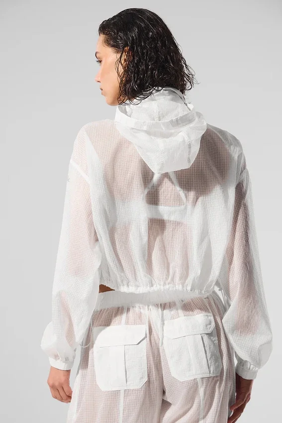 Chaqueta corta Game Time con cremallera completa - Blanca