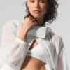 Chaqueta corta Game Time con cremallera completa - Blanca