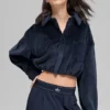 Chaqueta corta «Mountain Side» de terciopelo acanalado - Azul marino