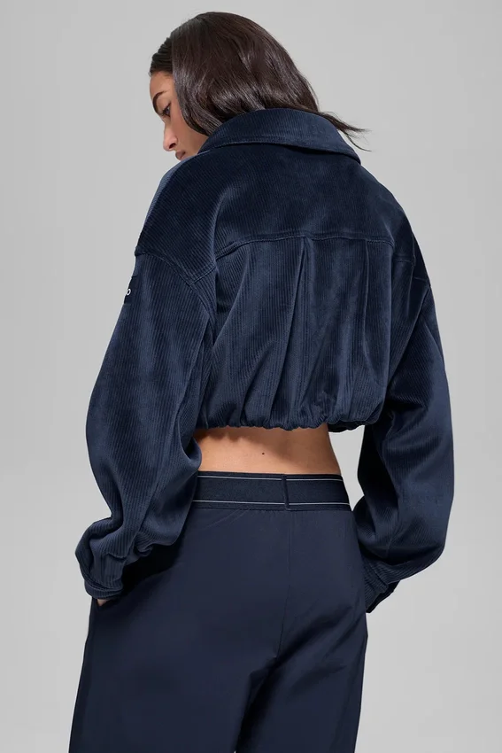 Chaqueta corta «Mountain Side» de terciopelo acanalado - Azul marino