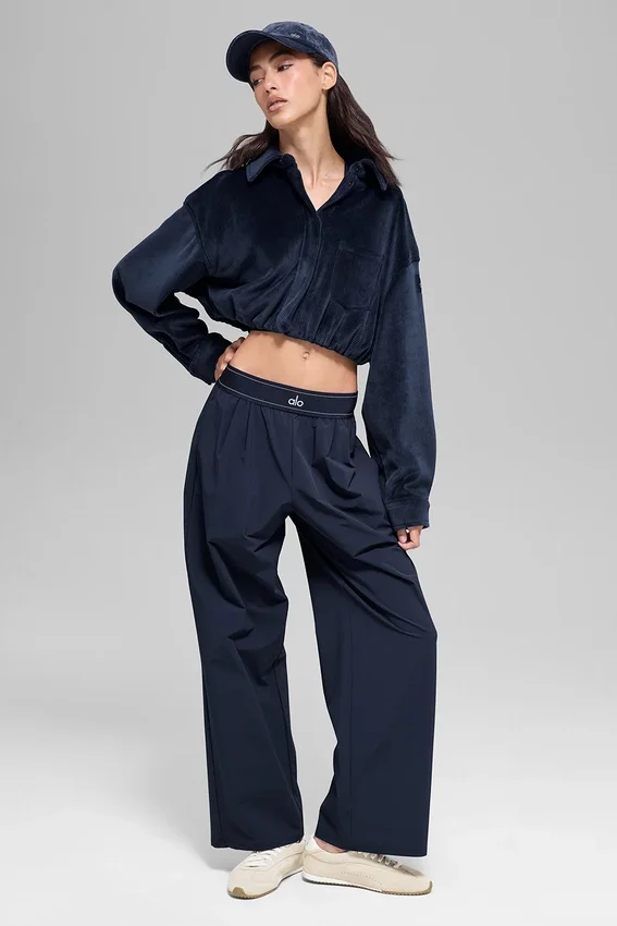Chaqueta corta «Mountain Side» de terciopelo acanalado - Azul marino